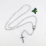 Kommunionsrosenkranz Rosenkranz für Junge Erstkommunion Kommunion weiß weiss zum umhängen perlen oval Rosenkranzkette Geschenk Mädchen Firmung Konfirmation Taufe Hochzeit Hochzeitsrosenkranz Taufgeschenk Kommuniongeschenk Frau Mann klassisch 