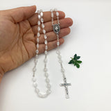 Kommunionsrosenkranz Rosenkranz für Junge Erstkommunion Kommunion weiß weiss zum umhängen perlen oval Rosenkranzkette Geschenk Mädchen Firmung Konfirmation Taufe Hochzeit Hochzeitsrosenkranz Taufgeschenk Kommuniongeschenk Frau Mann klassisch 