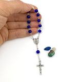 Blau kleiner Kurzer Rosenkranz dunkelblau Glasperlen Zehner Geschenk zur Taufe Junge Taufrosenkranz Jungen Bub Konfirmationsgeschenk Jugendweihe Firmung Kommunion Erstkommunion