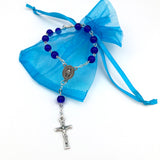 Blau kleiner Kurzer Rosenkranz dunkelblau Glasperlen Zehner Geschenk zur Taufe Junge Taufrosenkranz Jungen Bub Konfirmationsgeschenk Jugendweihe Firmung Kommunion Erstkommunion