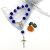 Kurzer Rosenkranz dunkelblau, Rosenkranz mit Glasperlen blau, Blauer Rosenkranz, Kurzer Zehner Rosenkranz blau, Geschenk zur Taufe Junge, Taufrosenkranz Junge, Geschenk zum Führerschein, Konfirmationsgeschenk, Geschenk für Jungen zur Jugendweihe, Firmung, Geschenk für Jungen zur Kommunion Erstkommunion