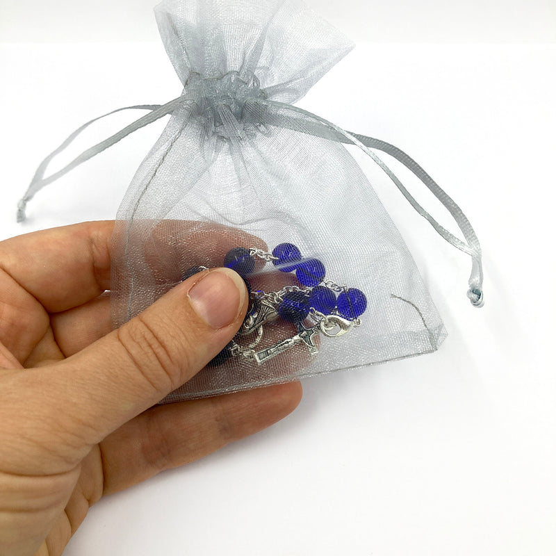 Kurzer Rosenkranz dunkelblau, Rosenkranz mit Glasperlen blau, Blauer Rosenkranz, Kurzer Zehner Rosenkranz blau, Geschenk zur Taufe Junge, Taufrosenkranz Junge, Geschenk zum Führerschein, Konfirmationsgeschenk, Geschenk für Jungen zur Jugendweihe, Firmung, Geschenk für Jungen zur Kommunion Erstkommunion