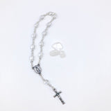 Taufgeschenk Kurzer  Rosenkranz weiß Glasperlen weiss Zehner Rosenkranz Geschenk zur Taufe, für Jungen Junge Bub Mädchen Taufrosenkranz
Konfirmationsgeschenk Jugendweihe Firmung Erstkommunion Kommunionsrosenkranz