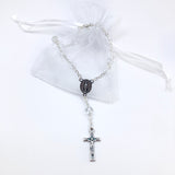 Taufgeschenk Kurzer  Rosenkranz weiß Glasperlen weiss Zehner Rosenkranz Geschenk zur Taufe, für Jungen Junge Bub Mädchen Taufrosenkranz
Konfirmationsgeschenk Jugendweihe Firmung Erstkommunion Kommunionsrosenkranz