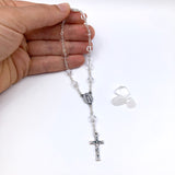 Taufgeschenk Kurzer  Rosenkranz weiß Glasperlen weiss Zehner Rosenkranz Geschenk zur Taufe, für Jungen Junge Bub Mädchen Taufrosenkranz
Konfirmationsgeschenk Jugendweihe Firmung Erstkommunion Kommunionsrosenkranz
