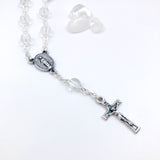 Taufgeschenk Kurzer  Rosenkranz weiß Glasperlen weiss Zehner Rosenkranz Geschenk zur Taufe, für Jungen Junge Bub Mädchen Taufrosenkranz
Konfirmationsgeschenk Jugendweihe Firmung Erstkommunion Kommunionsrosenkranz
