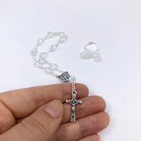 Taufgeschenk Kurzer  Rosenkranz weiß Glasperlen weiss Zehner Rosenkranz Geschenk zur Taufe, für Jungen Junge Bub Mädchen Taufrosenkranz
Konfirmationsgeschenk Jugendweihe Firmung Erstkommunion Kommunionsrosenkranz