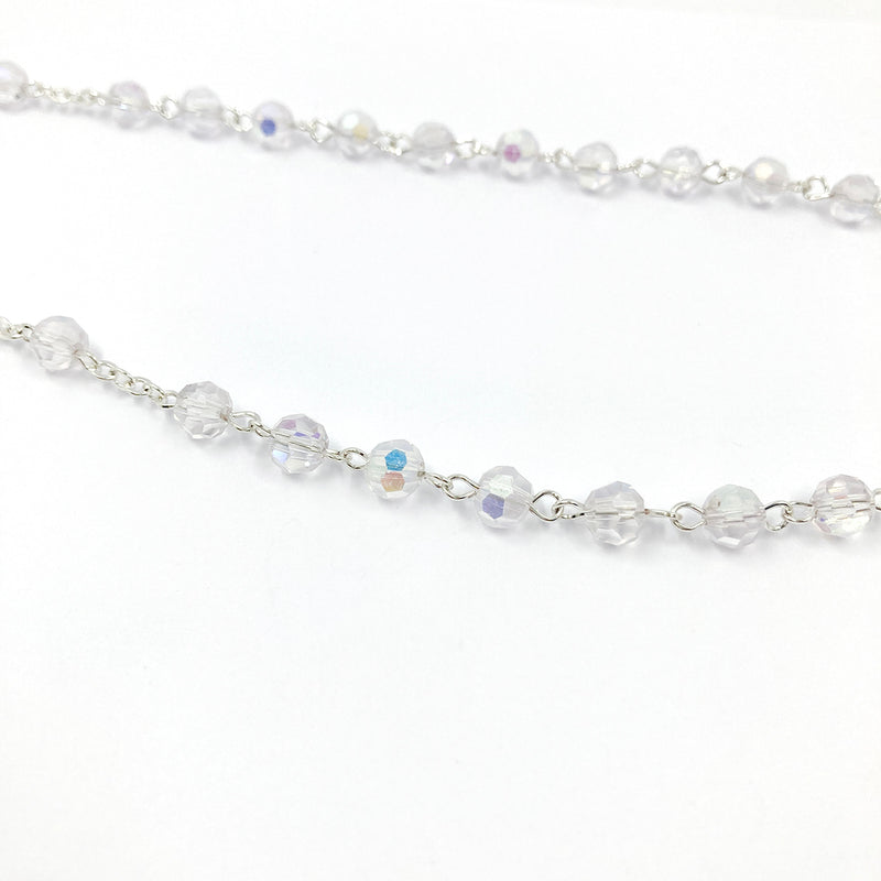 weißer Glitzer, funkelnder Rosenkranz für Mädchen zur Erstkommunion, Kommunion, Kommunionsrosenkranz, weiß, Kristallglasperlen, Kristall, Glasschliffperlen, changierend, regenbogen, Firmung, Geschenk Firmling, Firmpate, Konfirmation, Jugendweihe, Hochzeitsgeschenk, Hochzeitsrosenkranz