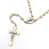 Kommunions-Rosenkranz, Wachsperlen, gold