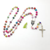 Rosenkranz mit bunten Perlen, Kommunionsgeschenk, Geschenk zur Firmung, Bunter Rosenkranz für Kinder, Kinderrosenkranz Fimoperlen