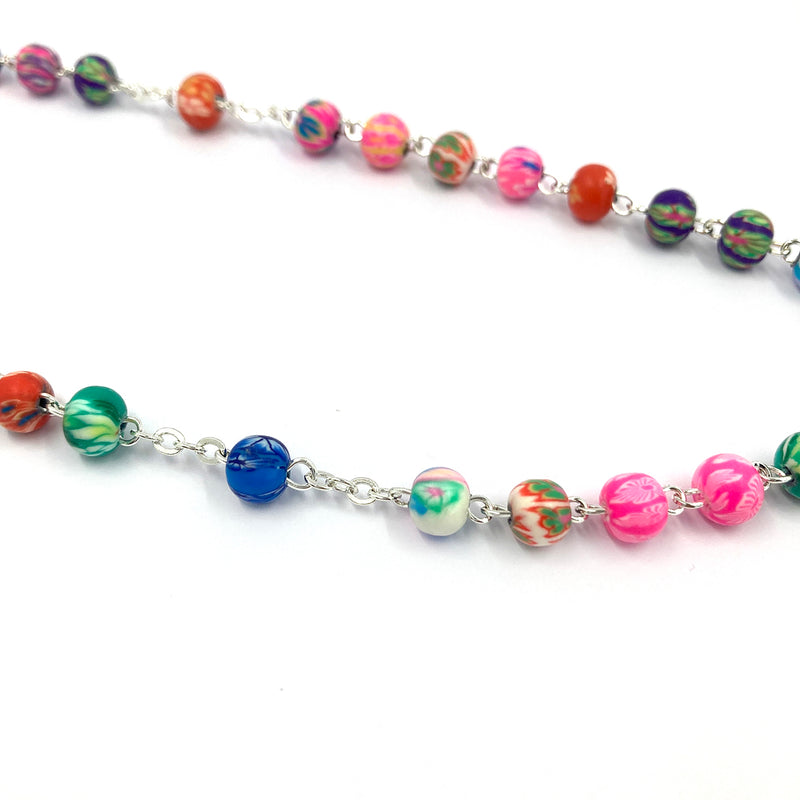 Rosenkranz mit bunten Perlen Kommunionsgeschenk Geschenk zur Firmung Bunter Rosenkranz für Kinder Kinderrosenkranz Fimoperlen Kommunionsrosenkranz Kommunoinrosenkranz Mädchen bunt