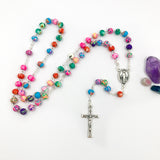 Rosenkranz mit bunten Perlen Kommunionsgeschenk Geschenk zur Firmung Bunter Rosenkranz für Kinder Kinderrosenkranz Fimoperlen Kommunionsrosenkranz Kommunoinrosenkranz Mädchen bunt