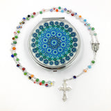 Bunter Rosenkranz, Muranoglas-Perlen, Glas, Kinderrosenkranz, Geschenk Mädchen und Junge, Konfirmation, Kommunion, Taufgeschenk, Kommuinionsrosenkrnaz, Mittelstück Kelch, Erstkommunionsgeschenk, Taufrosenkranz, Kommunionsrosenkranz, Geschenk Firmung, Konfirmation, Erstkommunoin, Jugendweihe
