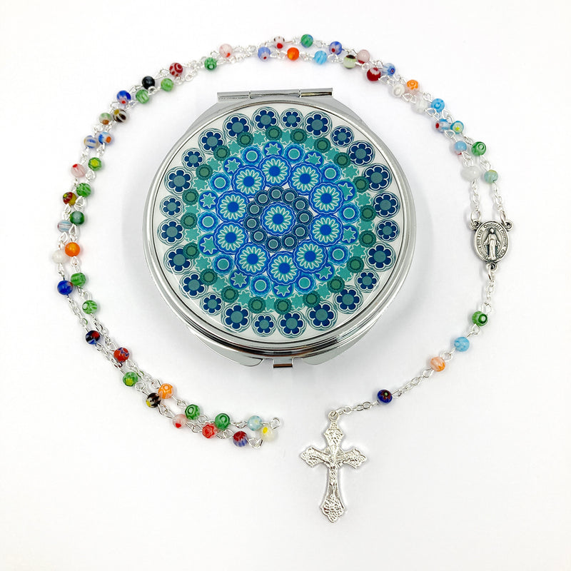 Bunter Rosenkranz, Muranoglas-Perlen, Glas, Kinderrosenkranz, Geschenk Mädchen und Junge, Konfirmation, Kommunion, Taufgeschenk, Kommuinionsrosenkrnaz, Mittelstück Kelch, Erstkommunionsgeschenk, Taufrosenkranz, Kommunionsrosenkranz, Geschenk Firmung, Konfirmation, Erstkommunoin, Jugendweihe