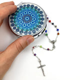 bunter Rosenkranz Murano Muranoglas Kommunionsrosenkranz bunt Kinderrosenkranz Glasperlen Muranorosenkranz Muranoglasrosenkranz Geschenk für Kinder zur Firmung Konfirmation Kommunion Erstkommunion Mädchen Junge Bub Zwillinge Konfirmationsgeschenk Kommunionsgeschenk Kelch Mitelstück pink blau