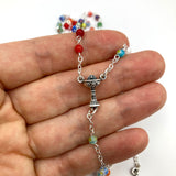 Kommunionsrosenkranz, bunte Murano-Glasperlen