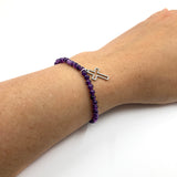 Armband, Amethyst, Kreuzanhänger