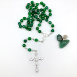 Rosenkranz, Aventurin, grün, Sterlingsilber