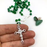 Rosenkranz, Aventurin, grün, Sterlingsilber