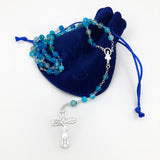 Türkis blau Sterlingsilber echt Silber Rosenkranz  Taufgeschenk Edelstein Achat Erstkommunion Firmung Konfirmation Rosenkranzkette Gebetskette Edelsteinrosenkranz