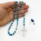 Türkis blau Sterlingsilber echt Silber Rosenkranz  Taufgeschenk Edelstein Achat Erstkommunion Firmung Konfirmation Rosenkranzkette Gebetskette Edelsteinrosenkranz