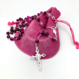 Sterlingsilber echt silber Rosenkranz rosa pink Rosenquarz Achat Perlen Silberrosenkranz Geschenk Mädchen Firmung Erstkommunion Kommunion Konfirmation Taufe Rosenquarzrosenkranz Edelstein Edelsteinrosenkranz Rosenkranz Edelstein, 