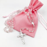 Sterlingsilber echt silber Rosenkranz rosa pink Rosenquarz Perlen Silberrosenkranz Geschenk Mädchen Firmung Erstkommunion Kommunion Konfirmation Taufe Rosenquarzrosenkranz Edelstein Edelsteinrosenkranz Rosenkranz Edelstein, 