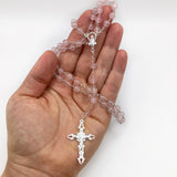Sterlingsilber echt silber Rosenkranz rosa pink Rosenquarz Perlen Silberrosenkranz Geschenk Mädchen Firmung Erstkommunion Kommunion Konfirmation Taufe Rosenquarzrosenkranz Edelstein Edelsteinrosenkranz Rosenkranz Edelstein, 
