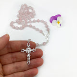 Sterlingsilber echt silber Rosenkranz rosa pink Rosenquarz Perlen Silberrosenkranz Geschenk Mädchen Firmung Erstkommunion Kommunion Konfirmation Taufe Rosenquarzrosenkranz Edelstein Edelsteinrosenkranz Rosenkranz Edelstein, 