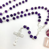 Edelstein Rosenkranz, Amethyst Perlen, echt Silber, lila, violett, Rosenkranz Konfirmation, Mädchen, Firmung, Geschenk zur Konfirmation, Kommunionsgeschenk