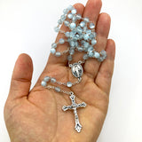 blauer Rosenkranz Junge Geschenk Kommunion Konfirmartion Glasperlen Rosenkranz zur Kommunion hochwertig Kommunionsrosenkranz Konfirmation, Firmung Jungen, Buben, Bub, Mann, Männerrosenkranz Taufschmuck Jugendweihe türkis hellblau