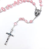 Rosenkranz rosa pink Mädchen Kommunion Geschenk Konfirmation Firmung Glasrosenkranz Glasperlen hochwertig Kommunionsrosenkranz 