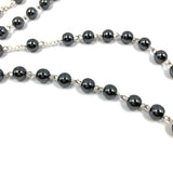 schwarzer Rosenkranz Blutstein Edelstein dunkler Rosenkranz Trauerrosenkranz Trauer Beten Gebetskette Rosenkranzkette Hämatit Geschenk zur Firmung Konfirmation Männerrosenkranz Rosenkranzkette Gebetskette