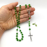 Klassischer Rosenkranz Glas grün grasgrün Glasperlen Geschenk für Jungen  Bub Buben Mann zur Konfirmation Firmung Konfirmationsgeschenk Firmungsgeschenk Firmpate Firmpatin Rosenkranzkette Kommunion Kommuniongeschenk Junge