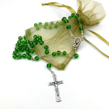 Klassischer Rosenkranz Glas grün grasgrün Glasperlen Geschenk für Jungen  Bub Buben Mann zur Konfirmation Firmung Konfirmationsgeschenk Firmungsgeschenk Firmpate Firmpatin Rosenkranzkette Kommunion Kommuniongeschenk Junge