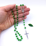 Klassischer Rosenkranz, Glas grün grasgrün Glasperlen Geschenk für Jungen  Bub Buben Mann zur Konfirmation Firmung Konfirmationsgeschenk Firmungsgeschenk Firmpate Firmpatin Rosenkranzkette Kommunion Kommuniongeschenk Junge