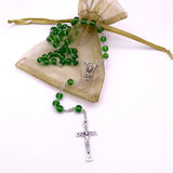 Klassischer Rosenkranz, Glas grün grasgrün Glasperlen Geschenk für Jungen  Bub Buben Mann zur Konfirmation Firmung Konfirmationsgeschenk Firmungsgeschenk Firmpate Firmpatin Rosenkranzkette Kommunion Kommuniongeschenk Junge