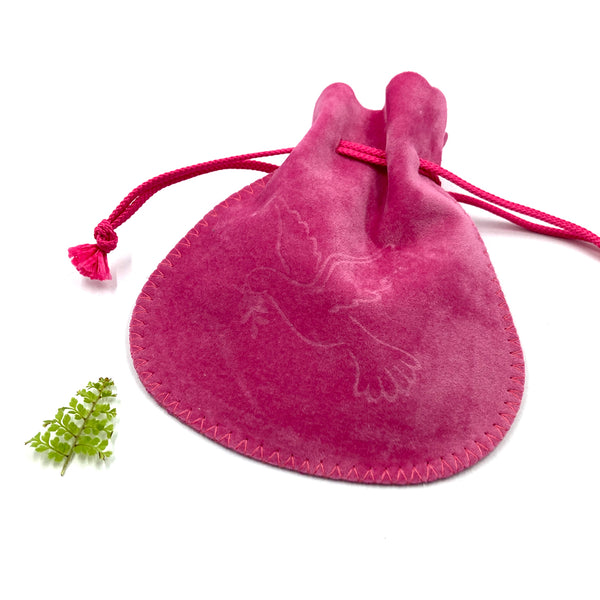 Rosenkranzbeutel, Beutel für Rosenkranz, Aufbewahrung, Etui, Schmuckbeutel für Rosenkränze, pink, rosa, Taube, Friedenstaube, heiliger Geist