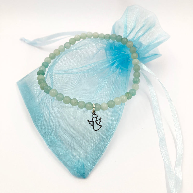 Geschenk Mädchen Kommunion, Geschenk Mädchen Firmung Konfirmation, Armband zur Kommunion, Armband zum Geburtstag türkis, hellblau, edelstein amazonit, türkis Armband Engelanhänger, Kommunionsschmuck, Firmschmuck, Schmuck zur Firmung Konfirmation, 