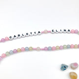 Design-Edition: bunter Regenbogen-Rosenkranz, mit Name