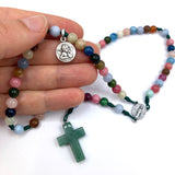Rosenkranz bunt Edelsteine handgemacht handgeknüpft bunt Geschenk Mädchen Kommunion Erstkommunion Firmung Konfirmation Edelsteinkreuz modern besonders hochwertig