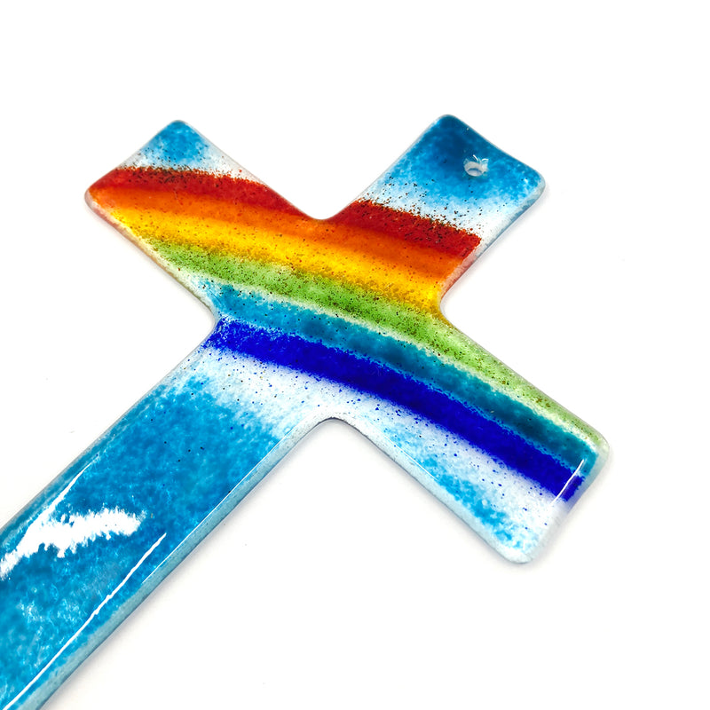 Taufgeschenke, Kinderkreuz, Geschenk für Taufe Kreuz Regenbogen Glaskreuz Kreuz aus Glas  für Kinder Geschenk Kommunion Erstkommunion für Jungen Mädchen Kreuz, Taufkreuz, Wandkreuz, Junge, Mädchen Geschenk Taufe Mädchen Junge Taufgeschenk klein Mini Holz 9 cm Taufgeschenk Kommunionsgeschenk