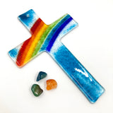 Taufgeschenke, Kinderkreuz, Geschenk für Taufe Kreuz Regenbogen Glaskreuz Kreuz aus Glas  für Kinder Geschenk Kommunion Erstkommunion für Jungen Mädchen Kreuz, Taufkreuz, Wandkreuz, Junge, Mädchen Geschenk Taufe Mädchen Junge Taufgeschenk klein Mini Holz 9 cm Taufgeschenk Kommunionsgeschenk