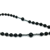 Großer Rosenkranz, zum Umhängen, Rosenkranzkette, Gebetskette, Dekorosenkranz, Rosenkranz zur Dekoration, Wandrosenkranz, zum aufhängen an der Wand, dunkel, schwarz, Edelstein-Rosenkranz,, Geschenk für Pfarrer, Bischof, geknüpft, Rosenkranzkette zum Umhängen, opluent, Hingucker, Hämatit, Onyx