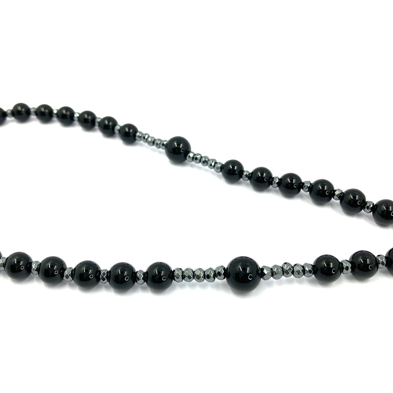 Großer Rosenkranz, zum Umhängen, Rosenkranzkette, Gebetskette, Dekorosenkranz, Rosenkranz zur Dekoration, Wandrosenkranz, zum aufhängen an der Wand, dunkel, schwarz, Edelstein-Rosenkranz,, Geschenk für Pfarrer, Bischof, geknüpft, Rosenkranzkette zum Umhängen, opluent, Hingucker, Hämatit, Onyx