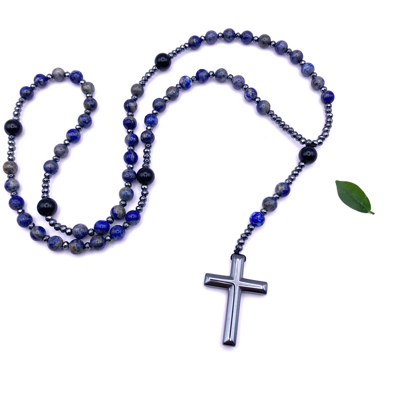 Großer Rosenkranz, Edelstein-Lapislazuli, geknüpft