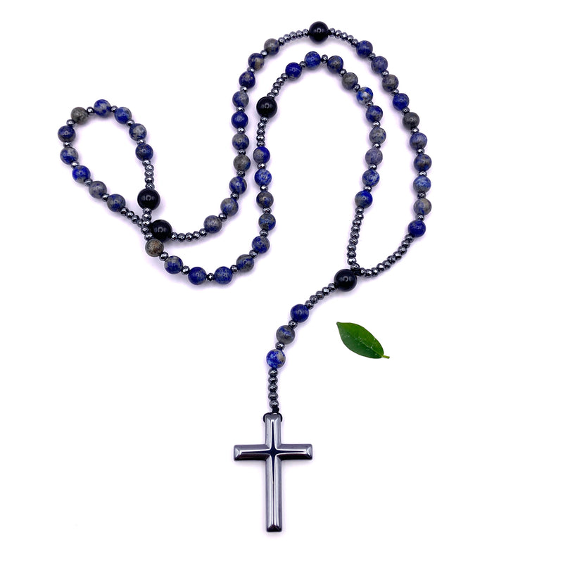 Großer Rosenkranz, Edelstein-Lapislazuli, geknüpft