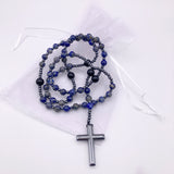 Großer Rosenkranz, Edelstein-Lapislazuli, geknüpft