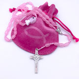 Design-Rosenkranz Unikat handgeknüpft geknüpft Porzellanperlen, Glasperlen Glasrosenkranz Individueller Rosenkranz für Frauen Mädchen Geschenk zur Firmung Erstkommunion Taufe Rosenkranz Geschenk Konfirmation Mädchen hellrosa rosa pink Kommunionsgeschenk Kommunionsrosenkranz Erstkommunion Geschenk Firmung Konifrmation Rosenkranzkette Fisch Fischperle