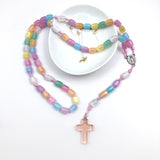 Design-Unikat: Regenbogen-Rosenkranz, Edelstein-Perlen